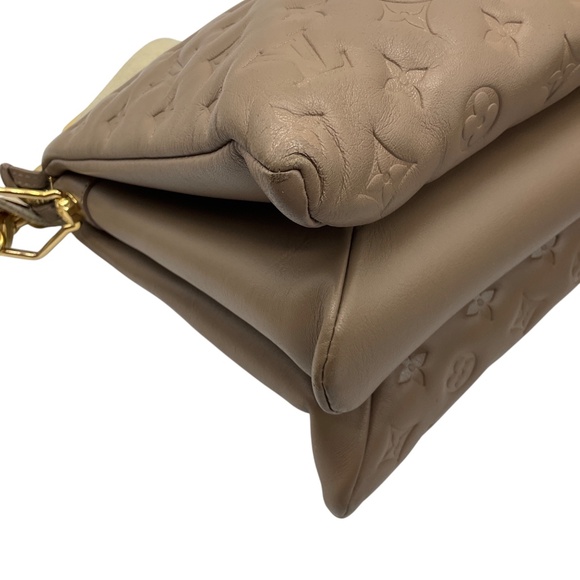 LOUIS VUITTON TAUPE MONOGRAM EMBOSSED LEATHER COUSSIN HANDBAG - Picture 9 of 16